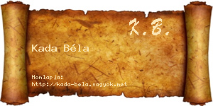 Kada Béla névjegykártya
